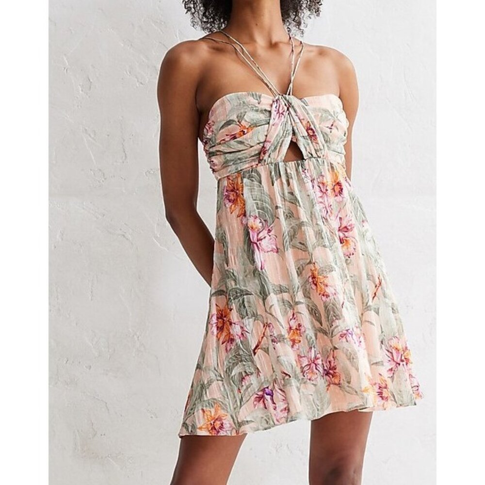 Express Floral Mini Dress - Pink and Green